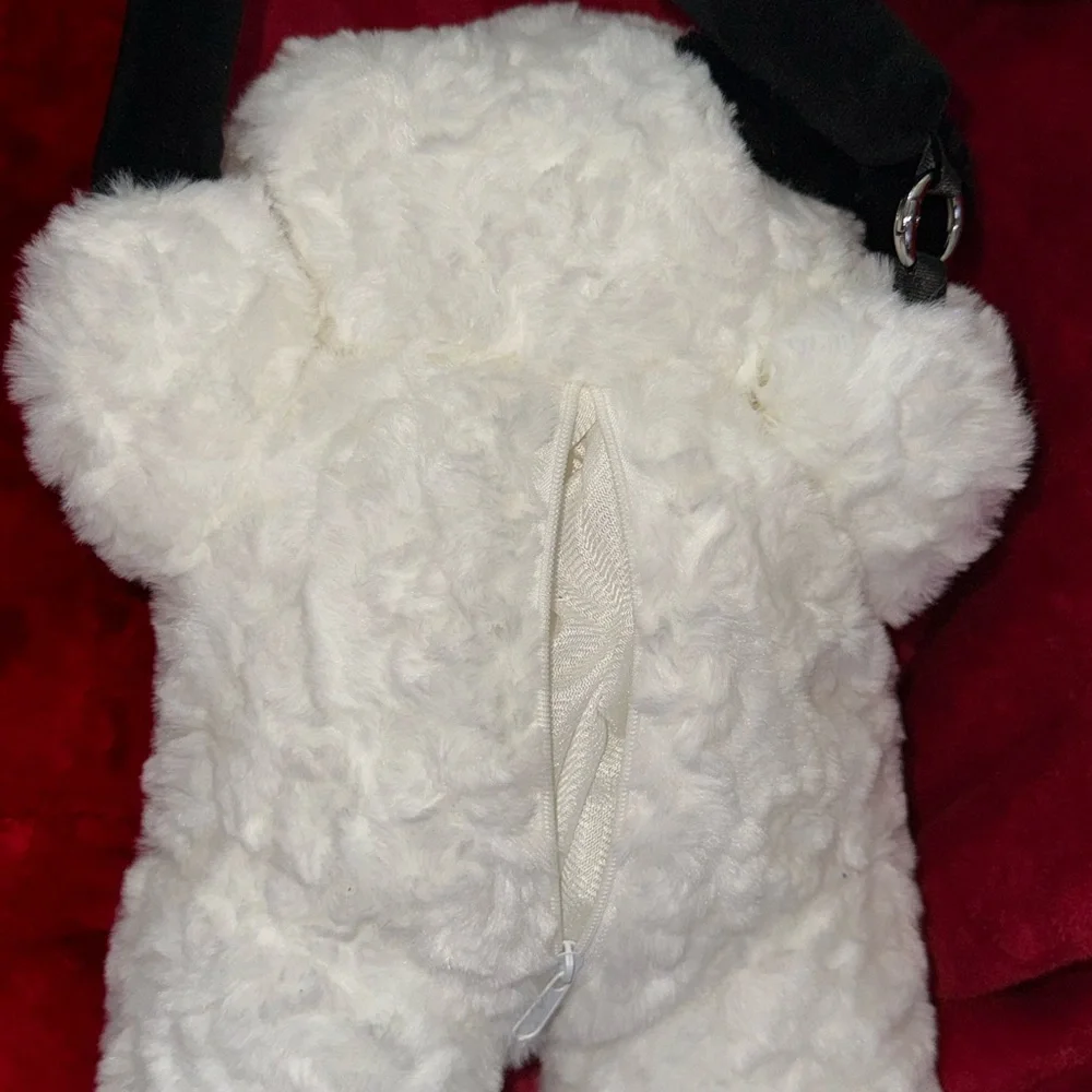 Plush Puppy Dog Stuffed Animal Tissue Box Holder- White and Black